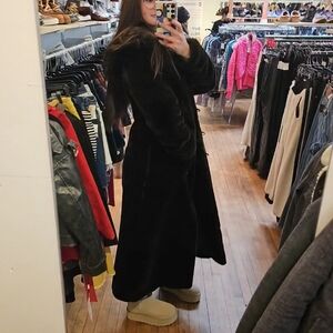 NILS Sportswear long brown faux fur coat jacket M